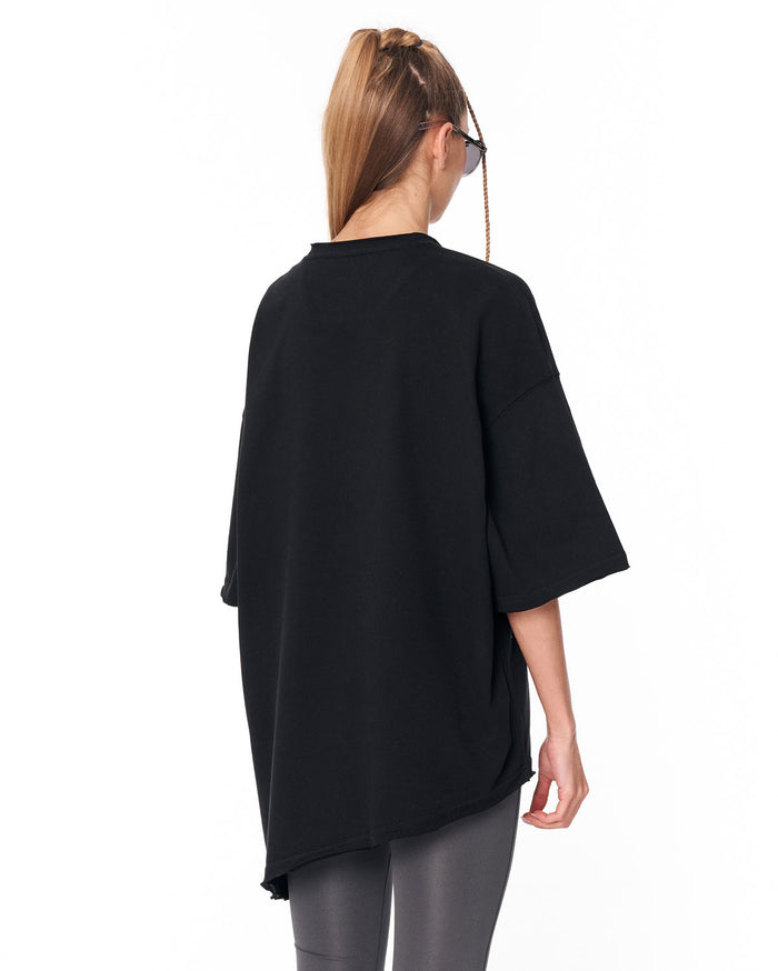 Women's Oversized Asymmetrical Black T-Shirt oversized fit