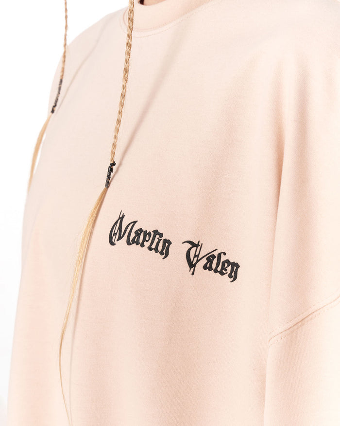 Oversized Chest 3D Printed Back Transfer Printed Beige T-shirt for women’s streetwear outfits