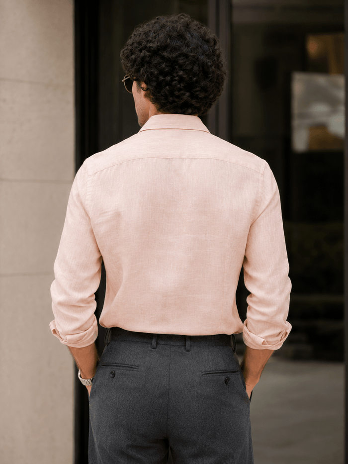Peach 60Lea Pure Linen Shirt For Men - Punekar Cotton