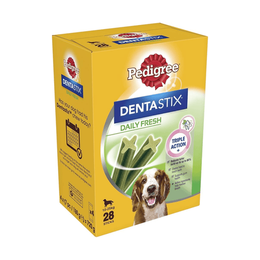Pedigree Dentastix Fresh Daily for Medium Dogs, pack of 28 on white background.