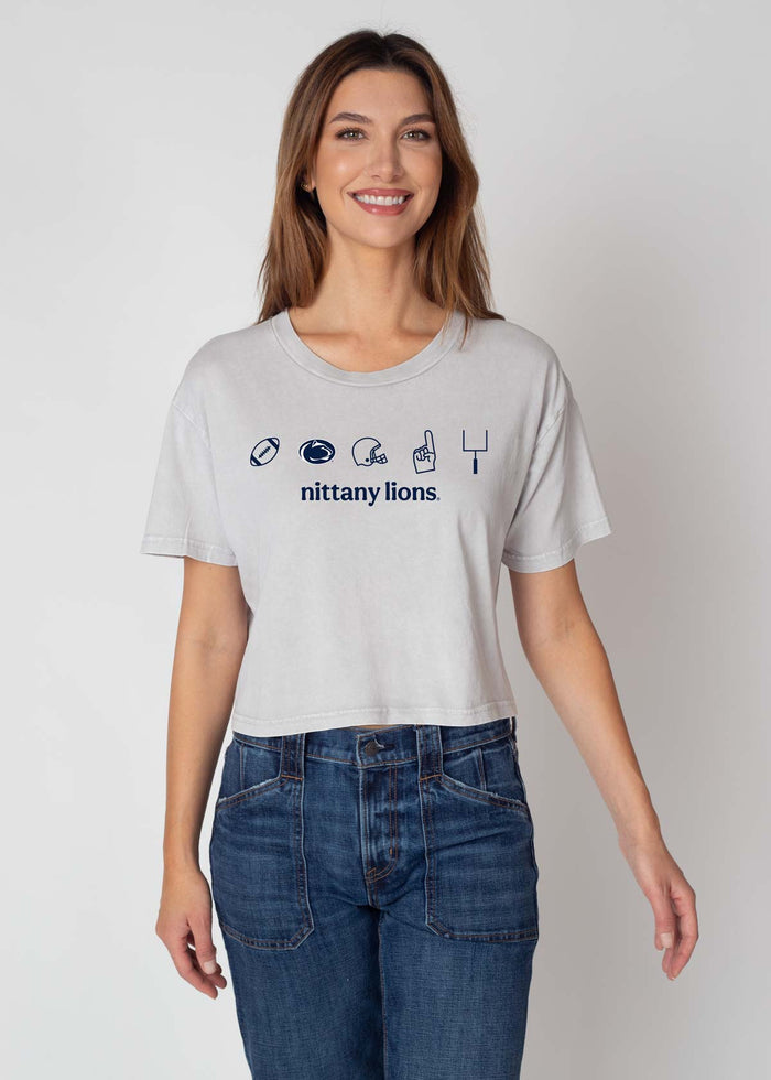 Penn State Nittany Lions Women's Steel Relaxed, boxy Mineral wash T-Shirt with Crew neck and short sleeves