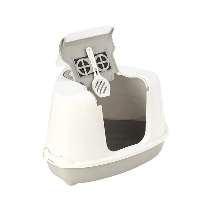 Petface Hooded Corner Cat Litter Tray open on white background