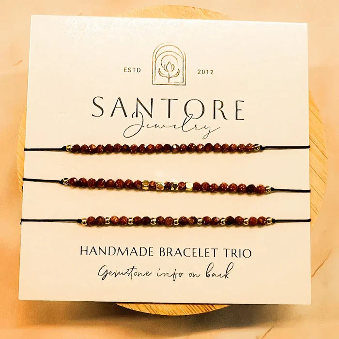 Petite Trio Bracelet Set in Gold Sandstone