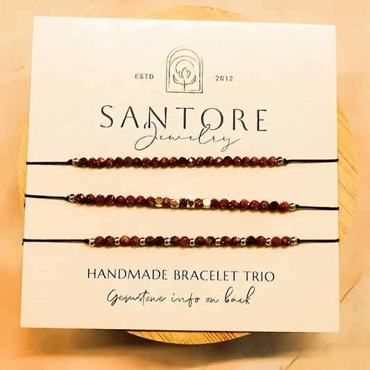 Petite Trio Bracelet Set in Gold Sandstone