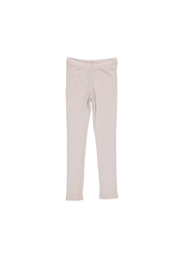 Uld leggings i pointelle, lys duefarvet