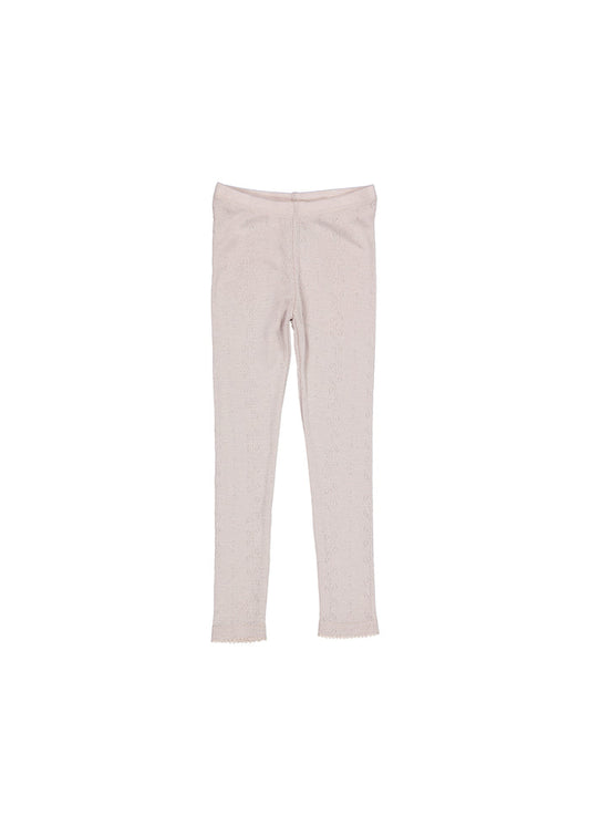 Uld leggings i pointelle, lys duefarvet