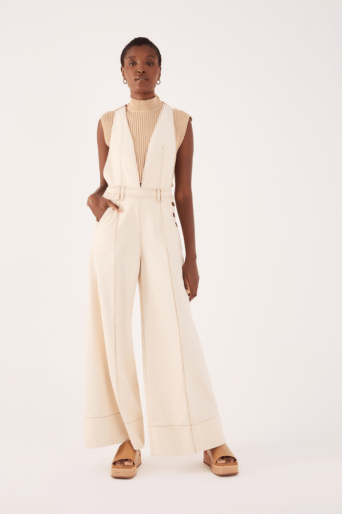 Pleated Button-Front Twill Overall_1