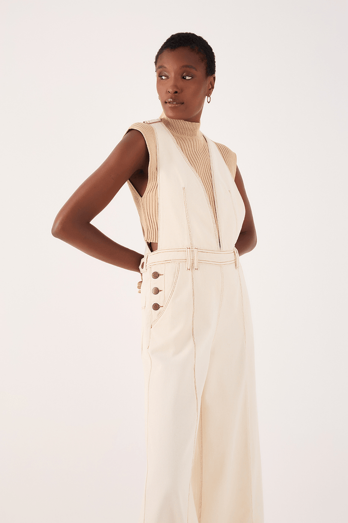 Pleated Button-Front Twill Overall_2