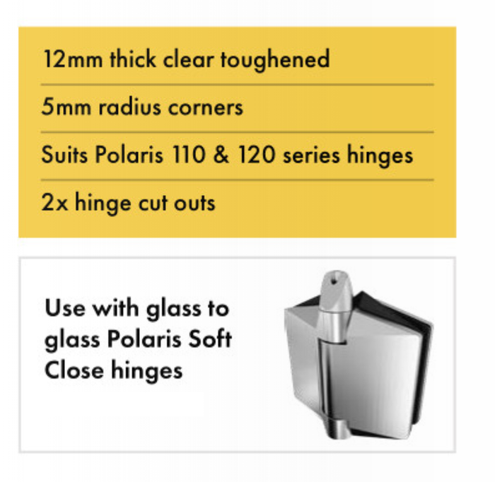 Polaris / Atlantic Glass Pool Fence HINGE Panel, 12mm toughened glass frameless pool fence hinge panel - Image 3