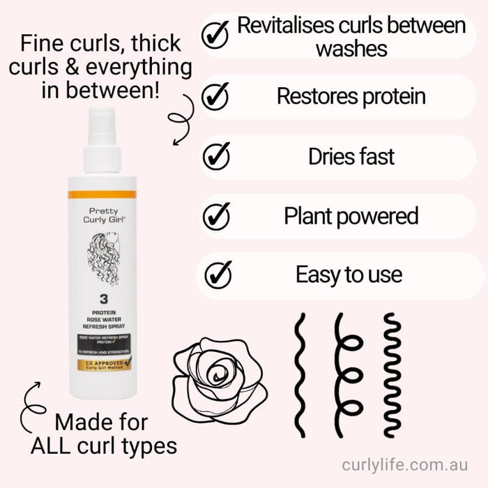 Pretty Curly Girl Protein Rose Water Refresh Spray