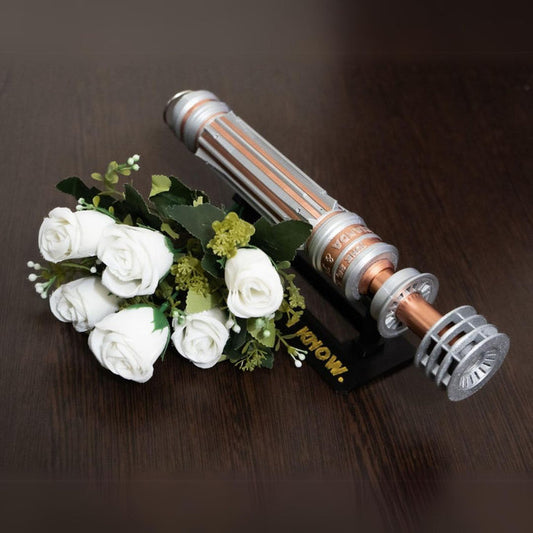 Princess Leia lightsaber bouquet holder for Star Wars themed weddings