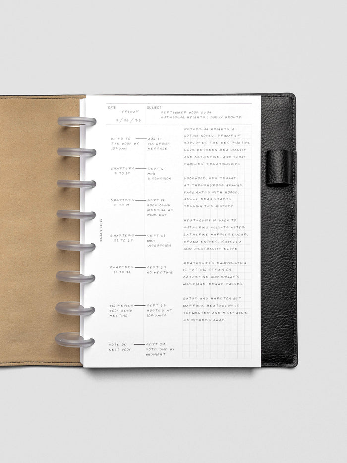 Half Letter Process Notes Insert close-up of refined grid and subject headers.