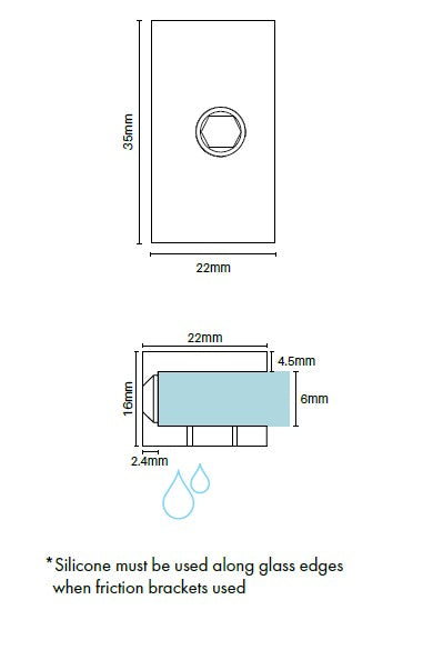 Purity Showerscreens and 6mm wall bracket Chrome plated - Square edge - Image 2