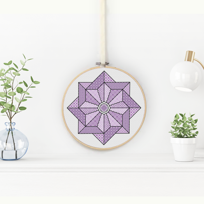 Purple Pinwheel Blackwork Pattern by Peppermint Purple