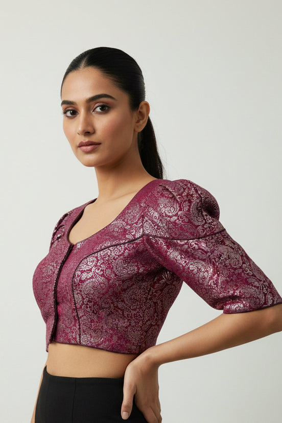 Purple with silver brocade by Kurti Connection USA