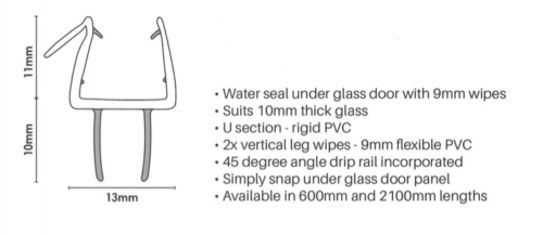 Pvc Shower Screen Door Water Seal Strip Lining 10mm glass, Shower Door Flap - Image 2