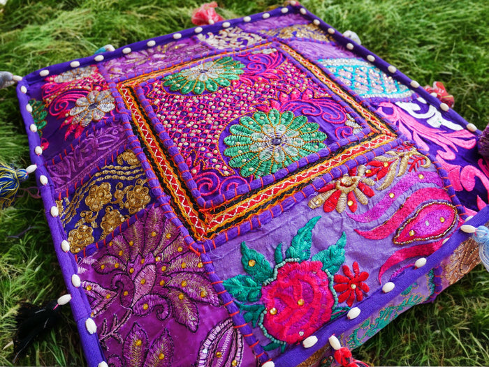 Rajastani floor pillow cover only 16" | meditation cushion - decor pillow for Indian bohemian floor seating