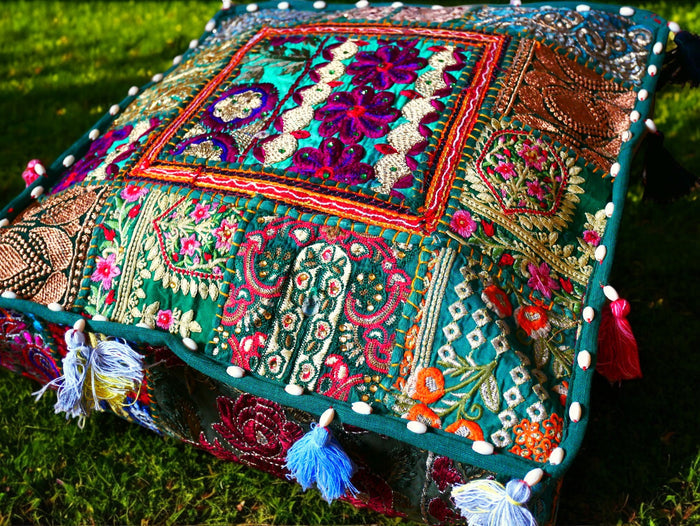 Rajastani floor pillow cover only 16" | meditation cushion - decor pillow for Indian bohemian floor seating