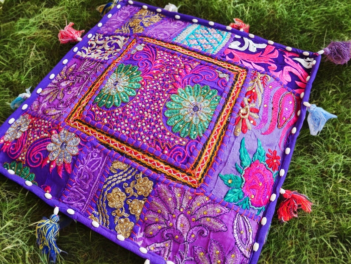Rajastani floor pillow cover only 16" | meditation cushion - decor pillow for Indian bohemian floor seating