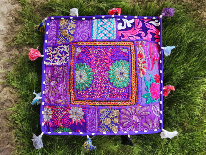 Rajastani floor pillow cover only 16" | meditation cushion - decor pillow for Indian bohemian floor seating