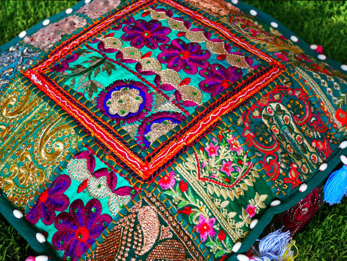 Rajastani floor pillow cover only 16" | meditation cushion - decor pillow for Indian bohemian floor seating