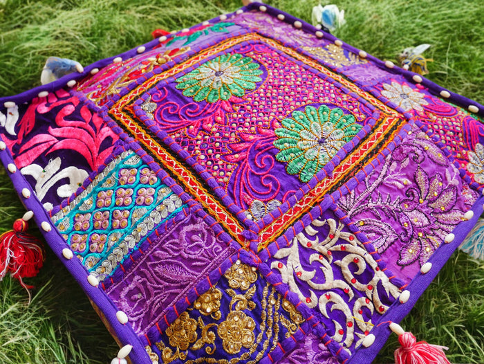 Rajastani floor pillow cover only 16" | meditation cushion - decor pillow for Indian bohemian floor seating