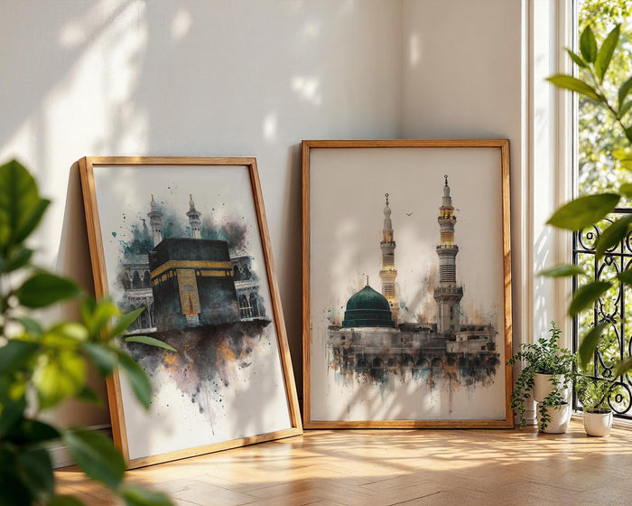 Delicate Islamic wall art featuring Kaaba as central focus