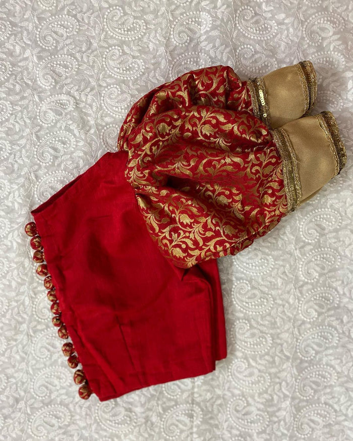 Red Rasm Puff Sleeves