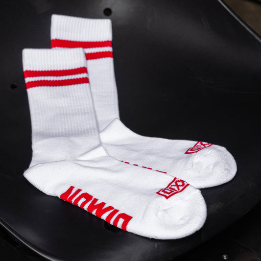Red & White Stripe Premium Crew Socks