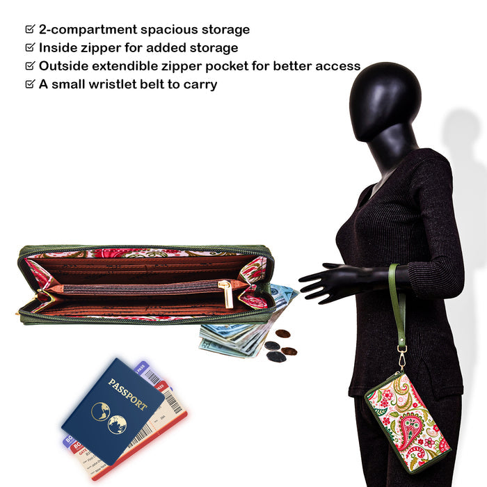 Women's paisley wristlet wallet for travel and daily use-feature image