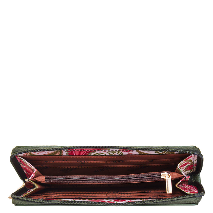 Women's paisley wristlet wallet for travel and daily use-interior view