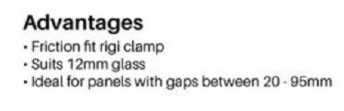 Rigi Clamp180 Degrees , Glass to Glass Pool Fence Connector Clamp Bracket - For 12mm glass - Image 3
