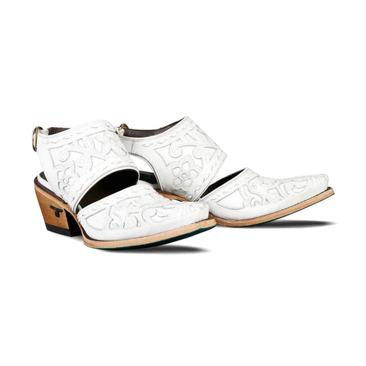 White leather Robin Mule shoes by Matthew White