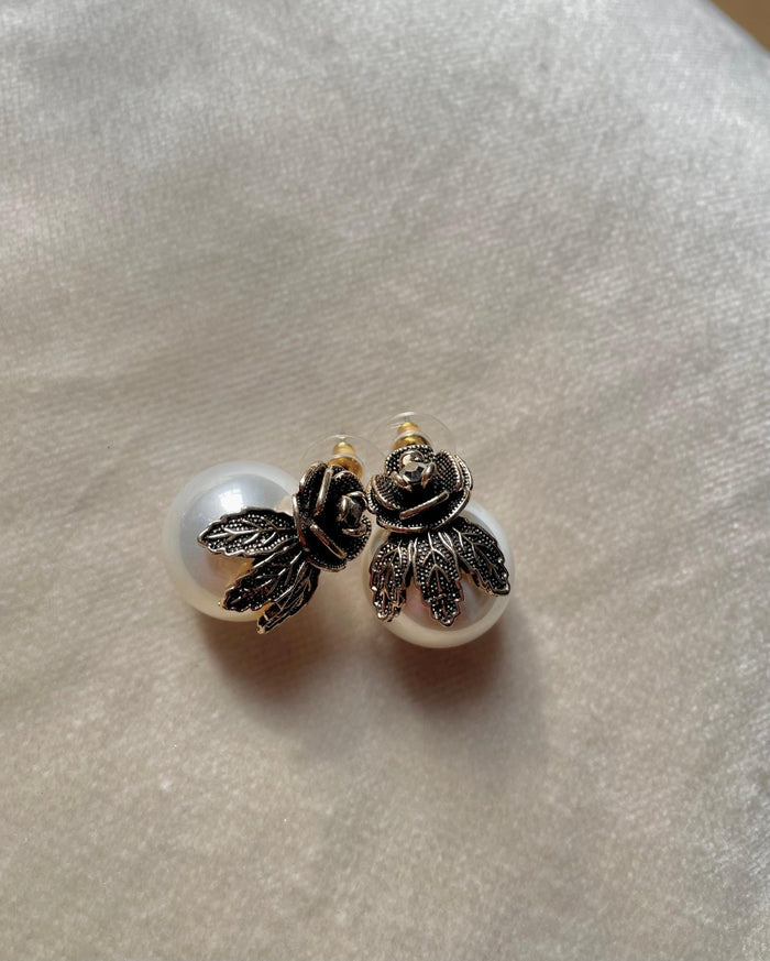 Rose White Pearl Studs