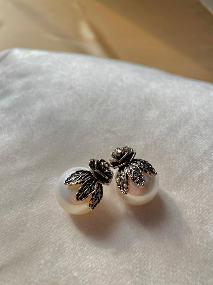 Rose White Pearl Studs