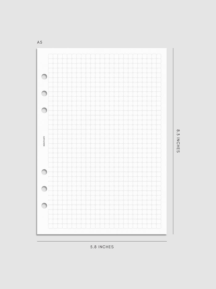 Rounded Graph Planner Insert A5 6-Ring Punch mockup