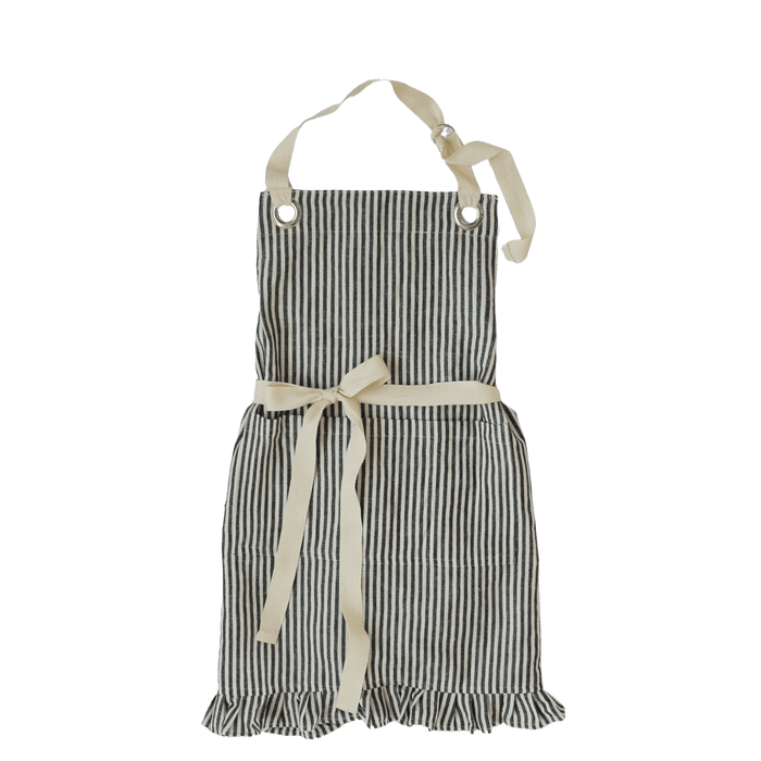 Ruffle Pin Stripe Apron: Blue