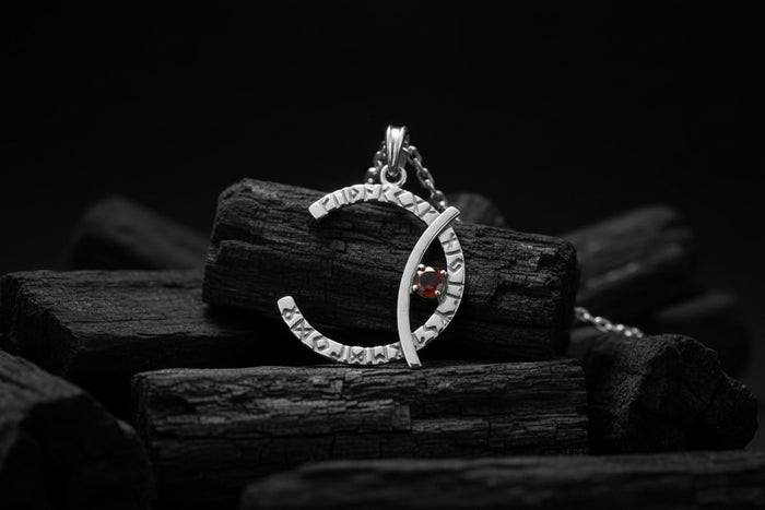 vkngjewelry Pendant Rune Moon Silver Pendant Handmade Viking Crescent