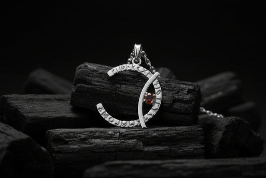 vkngjewelry Pendant Rune Moon Silver Pendant Handmade Viking Crescent