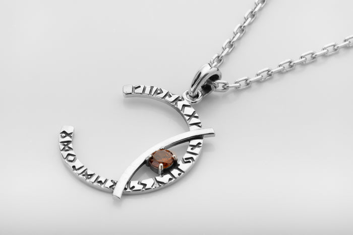 vkngjewelry Pendant Rune Moon Silver Pendant Handmade Viking Crescent