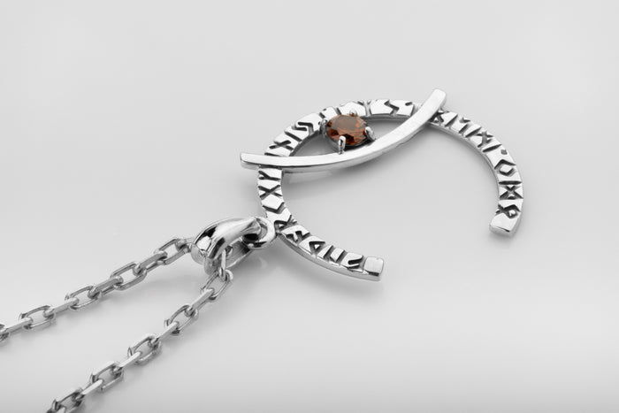 vkngjewelry Pendant Rune Moon Silver Pendant Handmade Viking Crescent