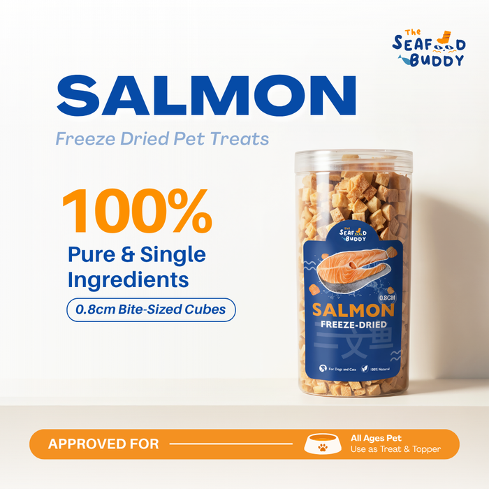 Salmon 0.8cm Bites 135G | Shinier Coat & Healthier Skin | Omega-3 Rich | Cat & Dog