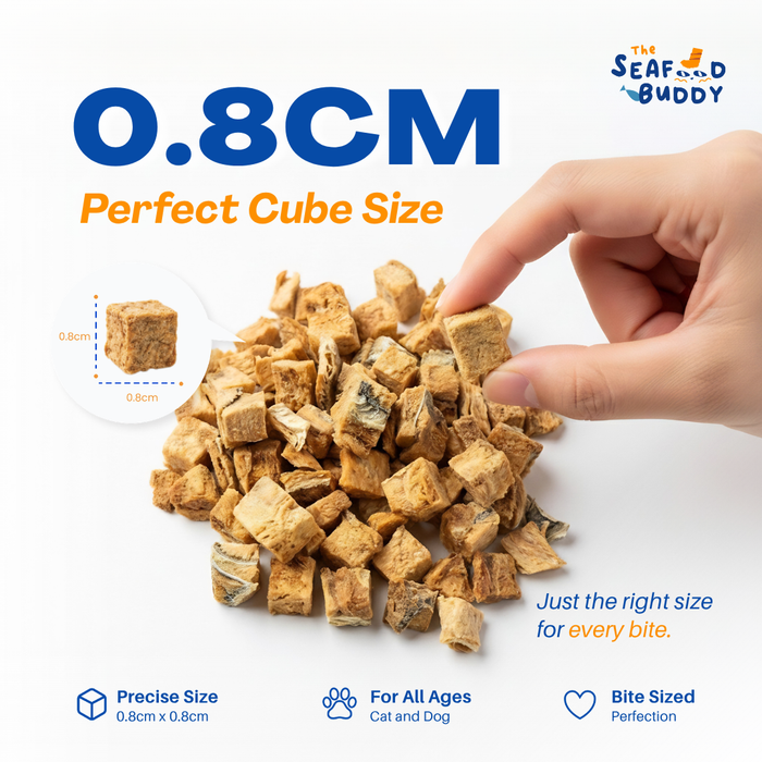 Salmon 0.8cm Bites 135G | Shinier Coat & Healthier Skin | Omega-3 Rich | Cat & Dog