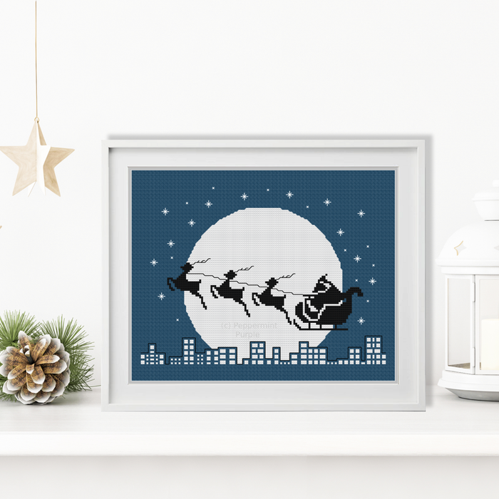Santas Sleigh Cross Stitch Pattern by Peppermint Purple