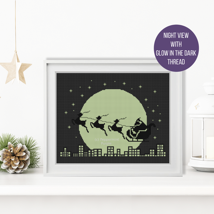 Santas Sleigh Cross Stitch Pattern by Peppermint Purple