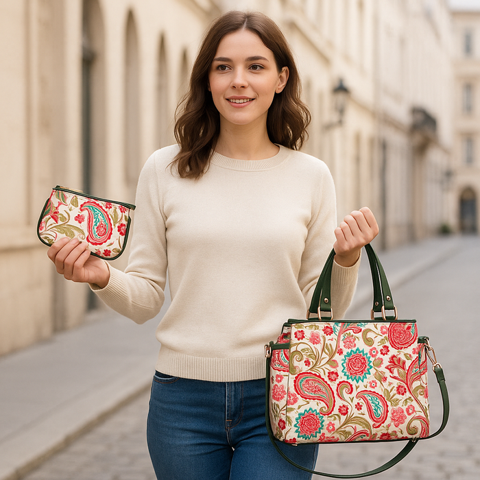 Women's Top Handle Satchel Bag with Coin Pouch Combo for Travel and Daily Use