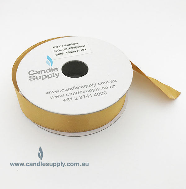 Satin Ribbon Double Faced - 16mm Wide - Gold