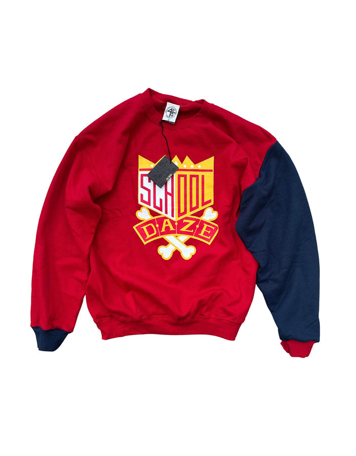 School Daze × HBCU Crewneck - 40 Acres x COINTEL - Red/Navy/Yellow