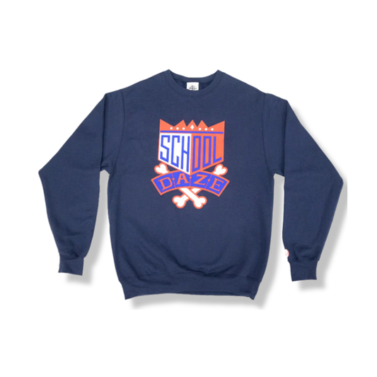 School Daze × HBCU Crewneck — Navy / Red / White (40 Acres Edition)