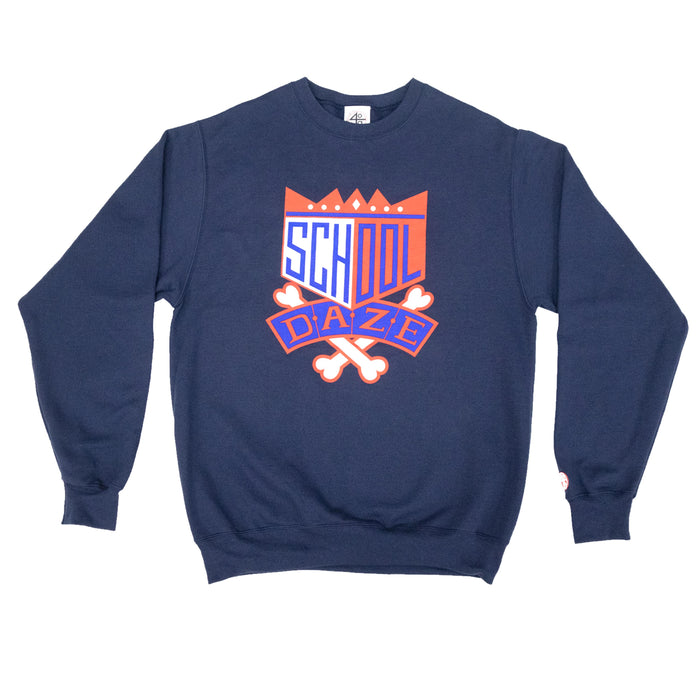 School Daze × HBCU Crewneck — Navy / Red / White (40 Acres Edition)